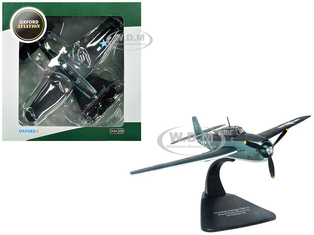Grumman Avenger TBM-1C Aircraft "White 83, Blopsy, VC-76, Petrof Bay" (1945) United States Navy "Oxford Aviation" Series 1/72 Diecast Model Airplane by Oxford Diecast diecast model