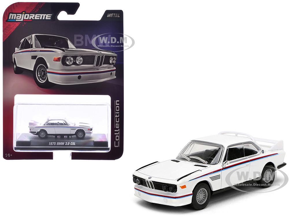 1975 BMW 3.0 CSL White with Red and Blue Stripes "Collection" Series 1/64 Diecast Model Car by Majorette diecast model