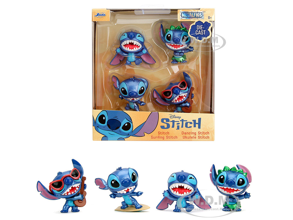 Set of 4 Diecast Figures "Disney's Stitch" "Metalfigs" Series Diecast Models by Jada diecast model