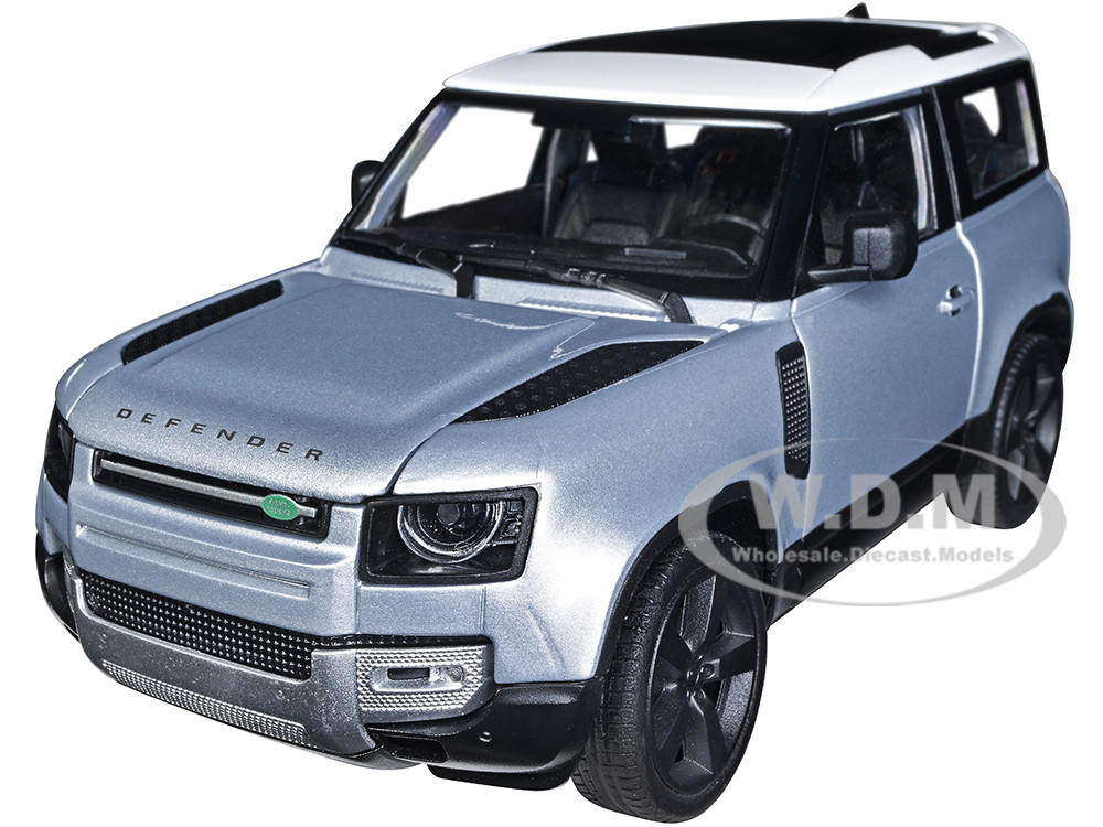 2020 Land Rover Defender Silver Metallic with White Top "NEX Models" 1/26 Diecast Model Car by Welly diecast model