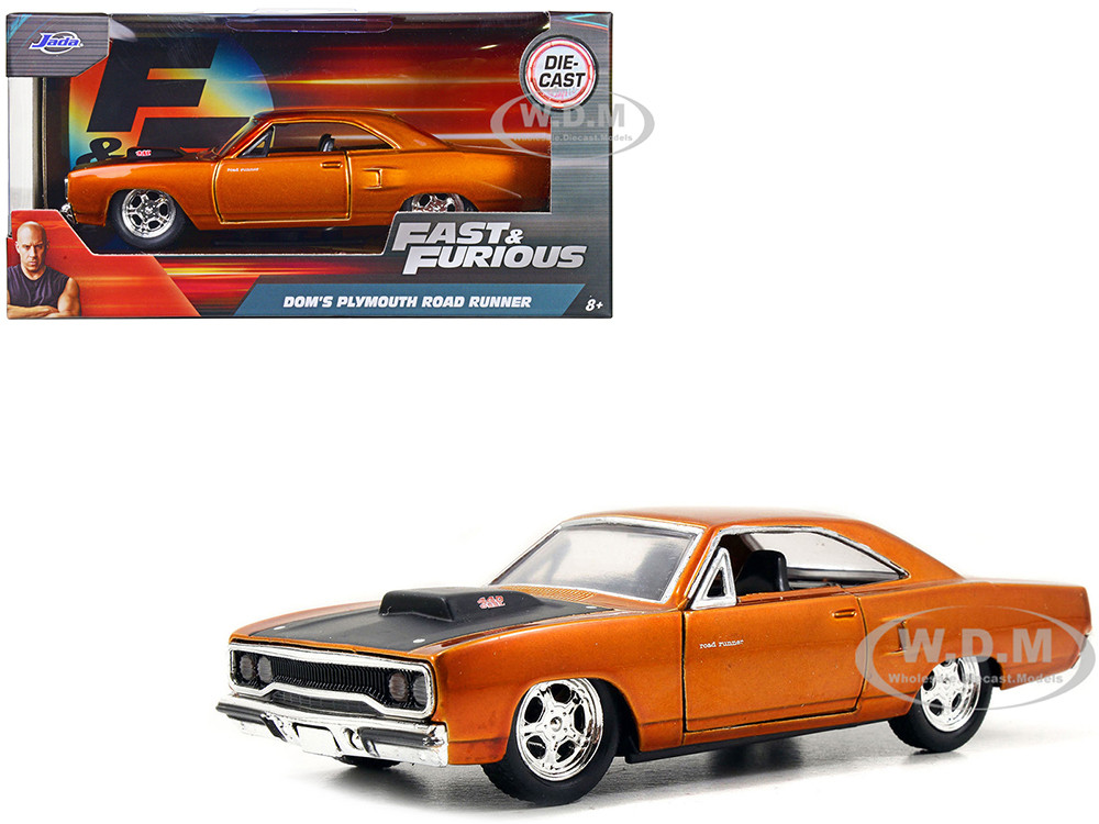 Dom's Plymouth Road Runner Orange Metallic with Matt Black Hood "Fast & Furious" Series 1/32 Diecast Model Car by Jada diecast model