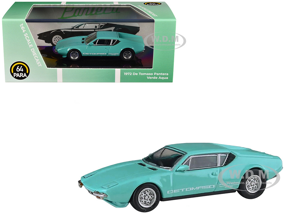 1972 De Tomaso Pantera Verde Aqua 1/64 Diecast Model Car by Paragon Models diecast model