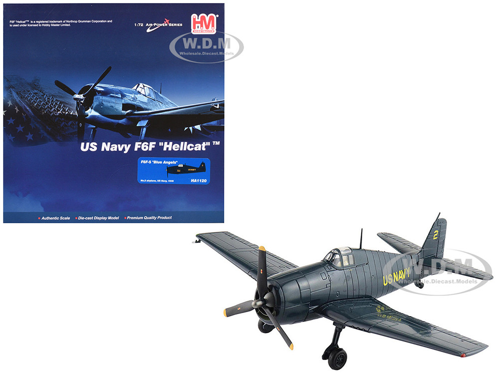 Grumman F6F-5 Hellcat Fighter Aircraft "Blue Angels #2" (1946) United States Navy "Air Power Series" 1/72 Diecast Model by Hobby Master diecast model