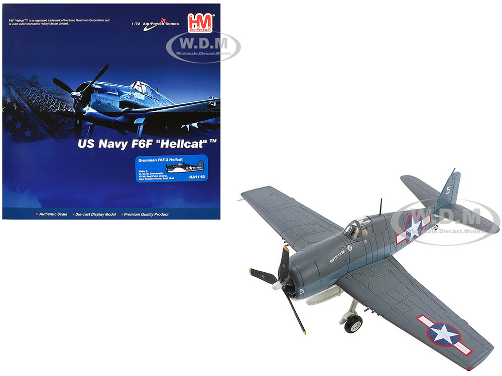 Grumman F6F-3 Hellcat Fighter Aircraft "Ruth-Less, Lt. Oscar Chenoweth, VF-38, Segi Point Airstrip, New Georgia Island" (1943) United States Navy "Air Power Series" 1/72 Diecast Model by Hobby Master diecast model