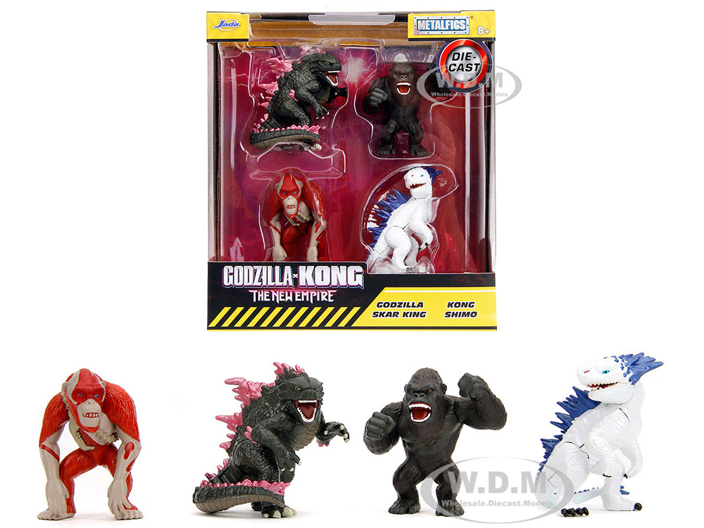 Set of 4 Diecast Figures "Godzilla x Kong: The New Empire" (2024) Movie "Metalfigs" Series Diecast Models by Jada diecast model