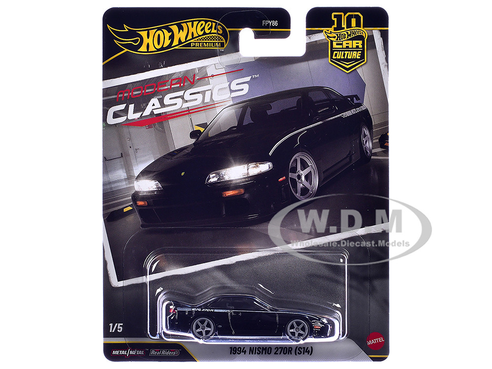 1994 Nissan Nismo 270R (S14) RHD (Right Hand Drive) Black with White Stripes "Modern Classics" Series Diecast Model Car by Hot Wheels diecast model