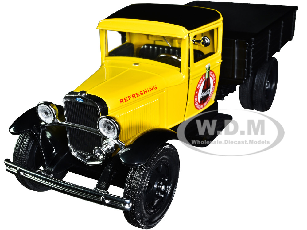 1931 Ford Model AA Pickup Truck Yellow and Black "Drink it Ice Cold for Sparkling Refreshment - Coca-Cola" 1/24 Diecast Model Car by Motor City Classics diecast model