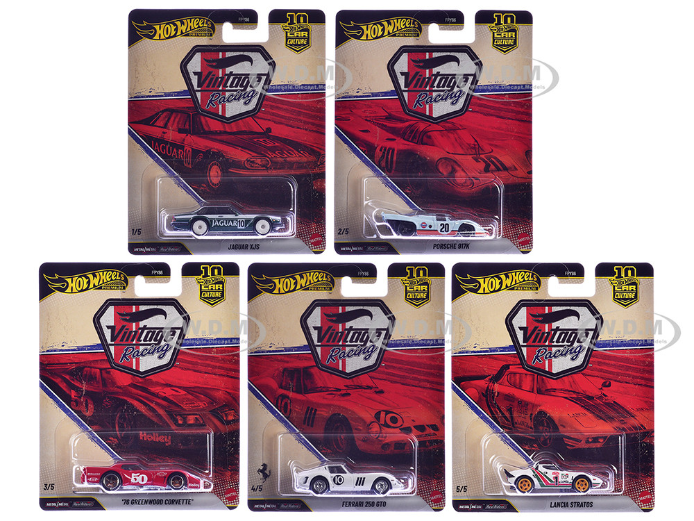 "Vintage Racing" 5 piece Set "Car Culture" 2026 Series T Diecast Model Cars by Hot Wheels diecast model