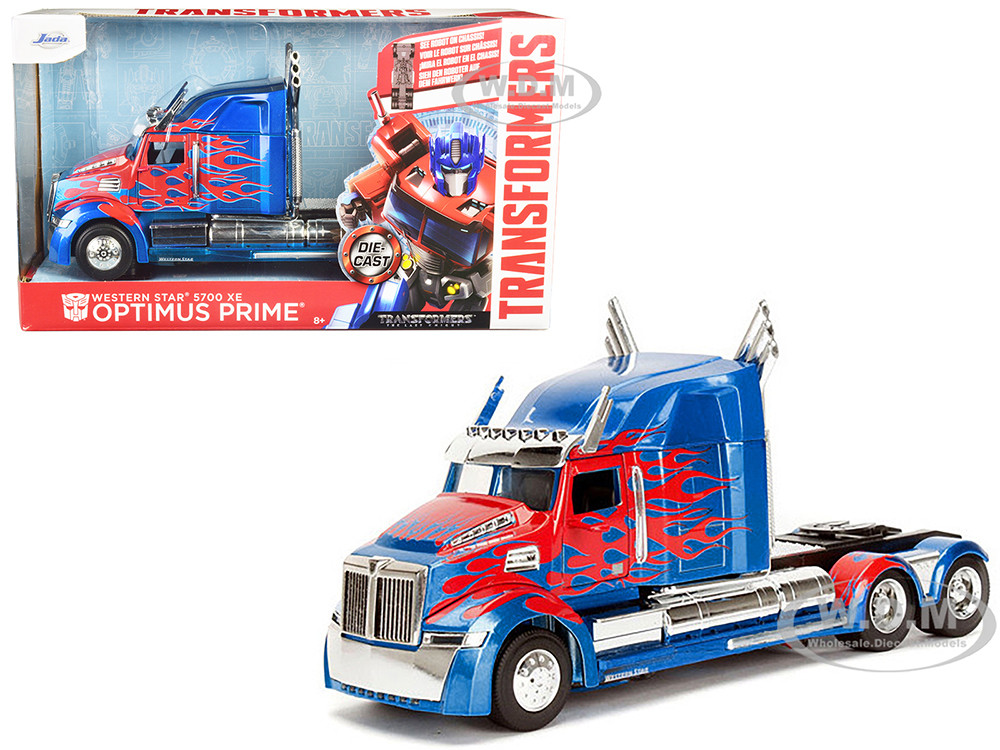 Western Star 5700 XE Phantom Optimus Prime with Robot on Chassis "Transformers 5" (2017) Movie "Hollywood Rides" Series 1/24 Diecast Model by Jada diecast model