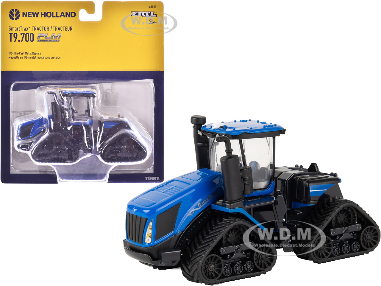 New Holland T9.700 SmartTrax Tractor Blue with Tracks 1/64 Diecast Model by ERTL TOMY diecast model