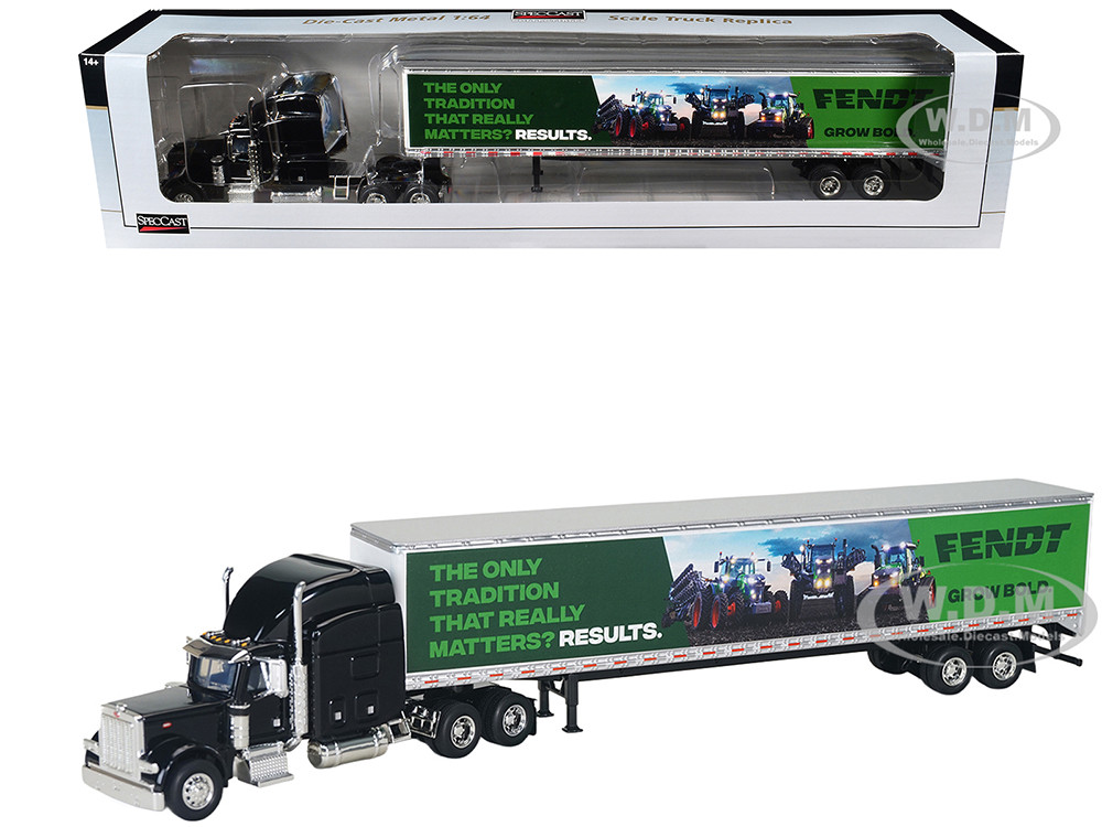 Peterbilt 379 Sleeper Cab with Trailer "Fendt Grow Bold" Black 1/64 Diecast Model by SpecCast diecast model