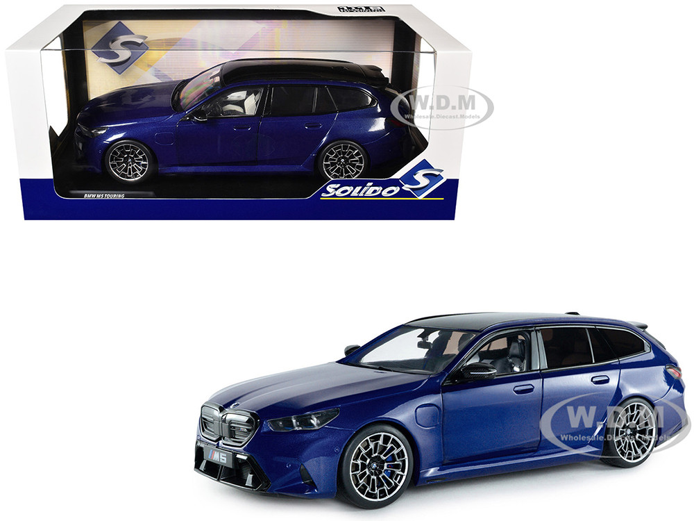 2025 BMW M5 Touring Marina Bay Blue Metallic with Black Top 1/18 Diecast Model Car by Solido diecast model