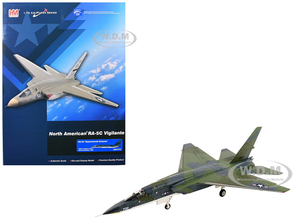 North American RA-5C Vigilante Aircraft "149313, RVAH-6 Fleurs, Experimental Scheme, USS Constellation" (1966) United States Navy "Air Power Series" 1/72 Diecast Model by Hobby Master diecast model