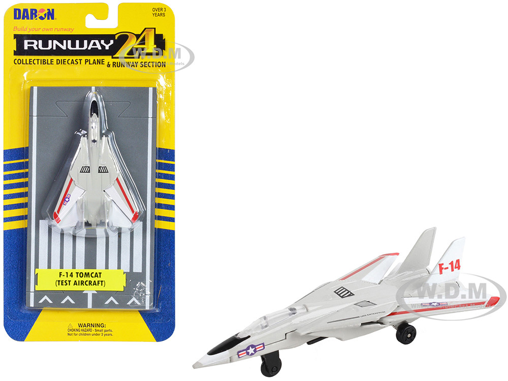 Grumman F-14 Tomcat Fighter Aircraft Gray with Red Stripes "United States Navy Test Aircraft" with Runway Section Diecast Model Airplane by Runway24 diecast model