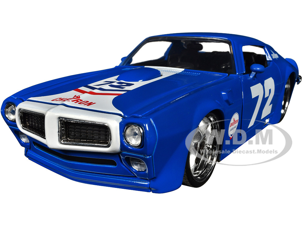 1972 Pontiac Firebird #72 Blue with White Stripe "Chevron" "Bigtime Muscle" Series 1/24 Diecast Model Car by Jada diecast model