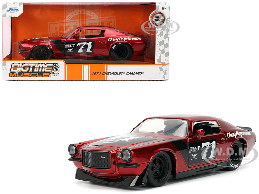 1971 Chevrolet Camaro #71 Red Metallic with Black Stripes "Bigtime Muscle" Series 1/24 Diecast Model Car by Jada diecast model