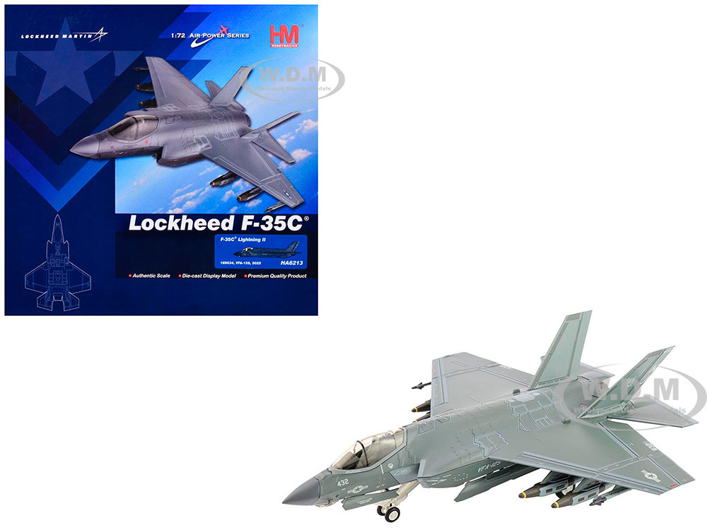Lockheed F-35C Lightning II Aircraft "169034, VFA-125 Rough Raiders" (2022) United States Navy "Air Power Series" 1/72 Diecast Model by Hobby Master diecast model