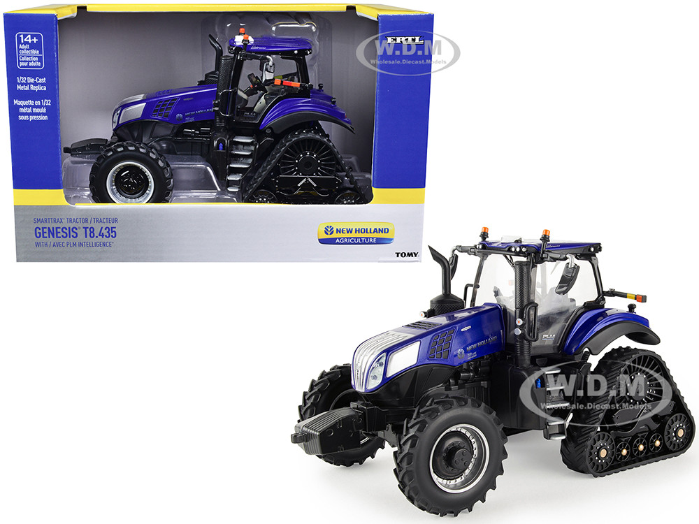 New Holland Genesis T8.435 Smarttrax Tractor with AVEC PLM Intelligence Blue 1/32 Diecast Model by ERTL TOMY diecast model