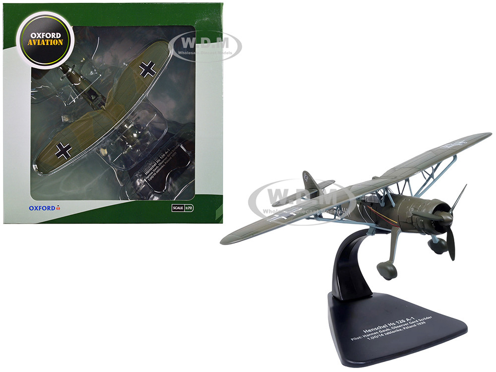 Henschel Hs 126 A-1 Reconnaissance Aircraft "Hannes Gaub, Gerd Scroder, 1.(H)/14, Invasion of Poland" (1939) German Luftwaffe "Oxford Aviation" Series 1/72 Diecast Model Airplane by Oxford Diecast diecast model