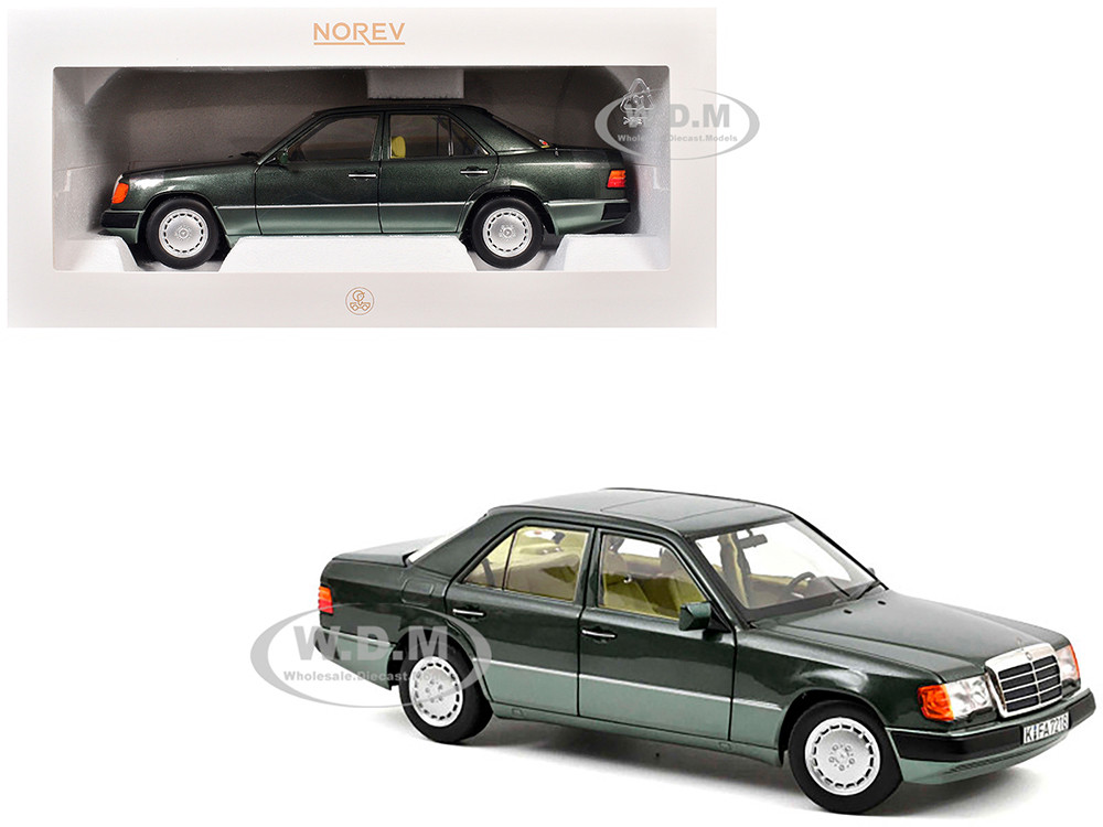 1990 Mercedes-Benz 230 E Night Green Metallic with Green Interior 1/18 Diecast Model Car by Norev diecast model