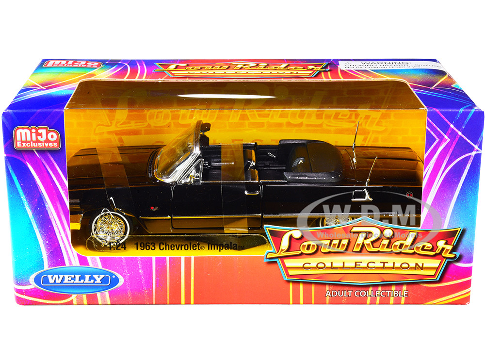 1963 Chevrolet Impala SS Convertible Black "Low Rider Collection" 1/24 Diecast Model Car by Welly diecast model