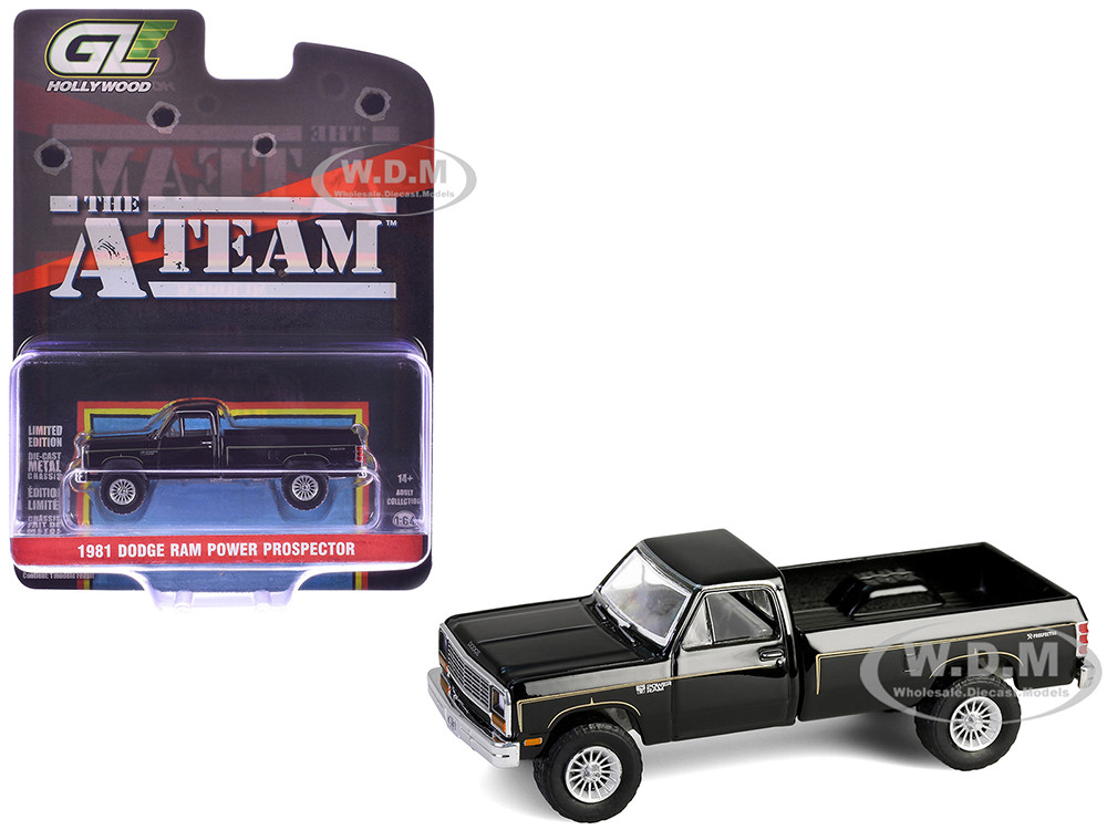 1981 Dodge Power Ram Prospector Pickup Truck Black "The A-Team" (1983-1987) TV Series "Hollywood Series" Release #43 1/64 Diecast Model Car by Greenlight diecast model