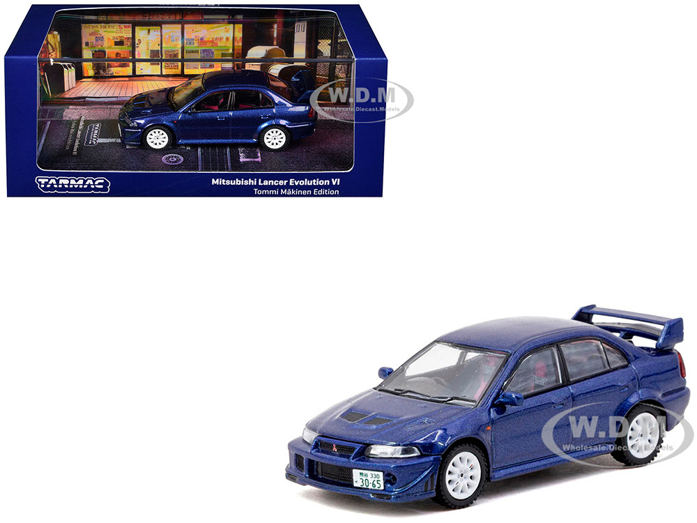 Mitsubishi Lancer Evolution VI RHD (Right Hand Drive) "Tommi Makinen Edition" Blue Metallic "Road64" Series 1/64 Diecast Model by Tarmac Works diecast model