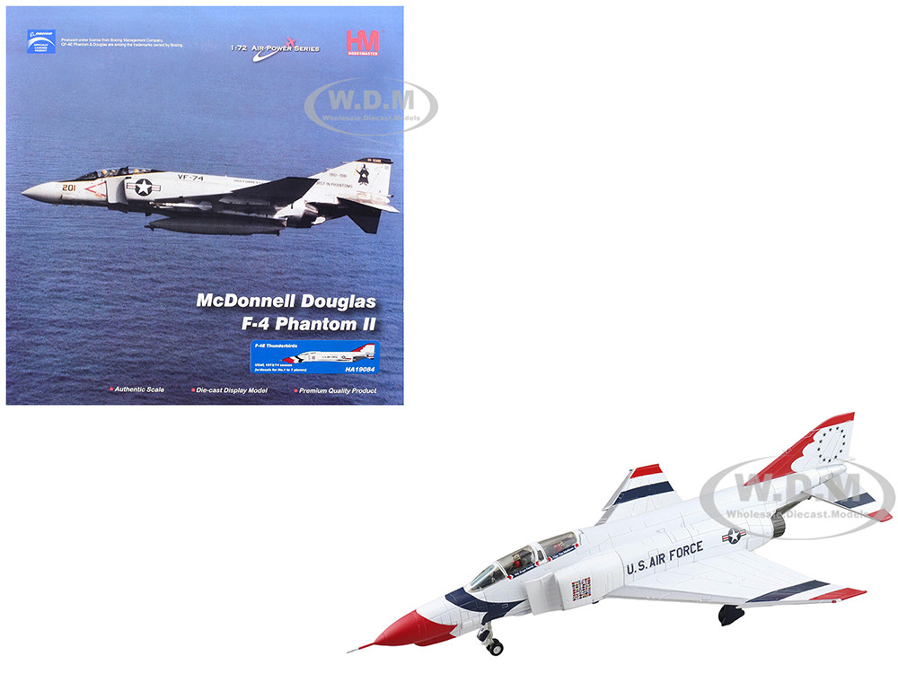 McDonnell Douglas F-4E Phantom II Fighter-Bomber Aircraft "Thunderbirds, with Decals for No.1 to 7 planes, 1973/74 Season" United States Air Force "Air Power Series" 1/72 Diecast Model by Hobby Master diecast model