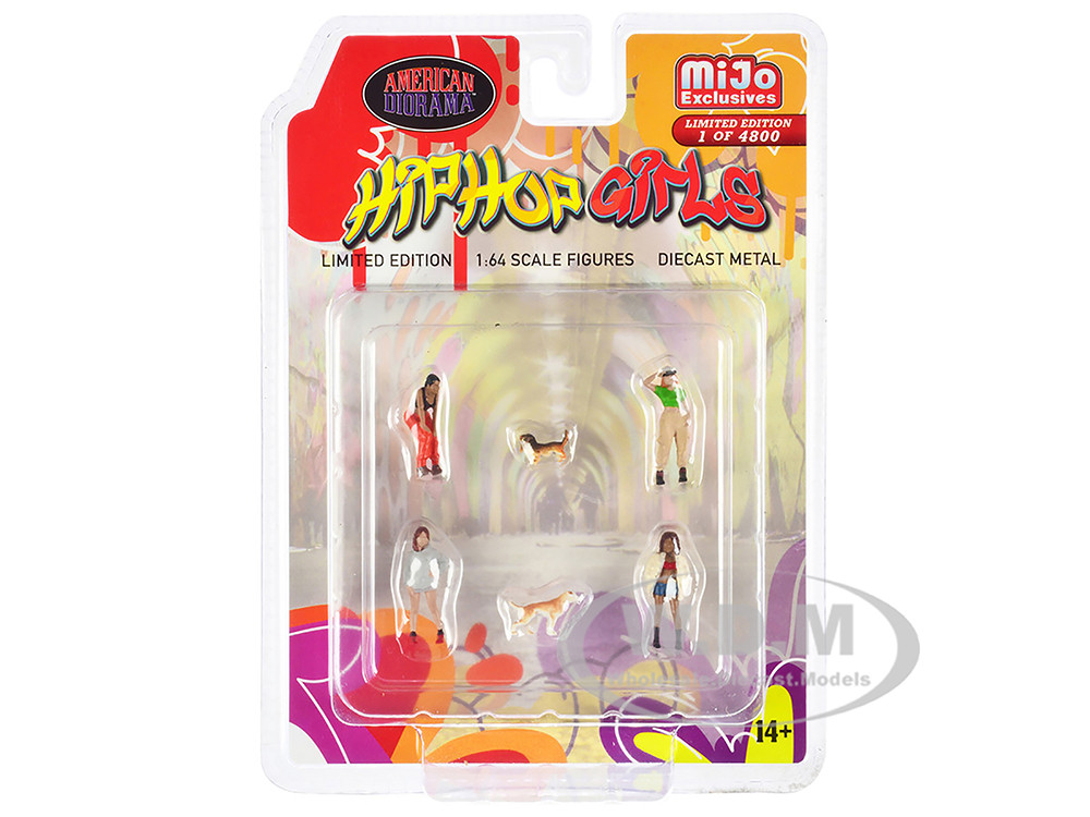 "Hip Hop Girls" 6 piece Diecast Set (4 Women, 2 Dog Figures) Limited Edition to 4800 pieces Worldwide 1/64 Scale Models by American Diorama diecast model