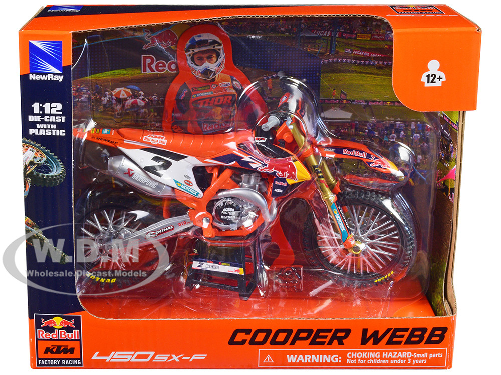 KTM 450 SX-F Motorcycle #2 Cooper Webb "Red Bull KTM Factory Racing" 1/12 Diecast Model by New Ray diecast model