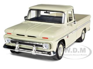 1966 Chevrolet C10 Fleetside Pickup Truck Cream 1/24 Diecast Model Car by Motormax diecast model