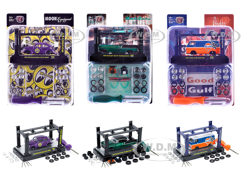 Model Kit 3 piece Car Set Release 80 Limited Edition to 9600 pieces Worldwide 1/64 Diecast Model Cars by M2 Machines diecast model