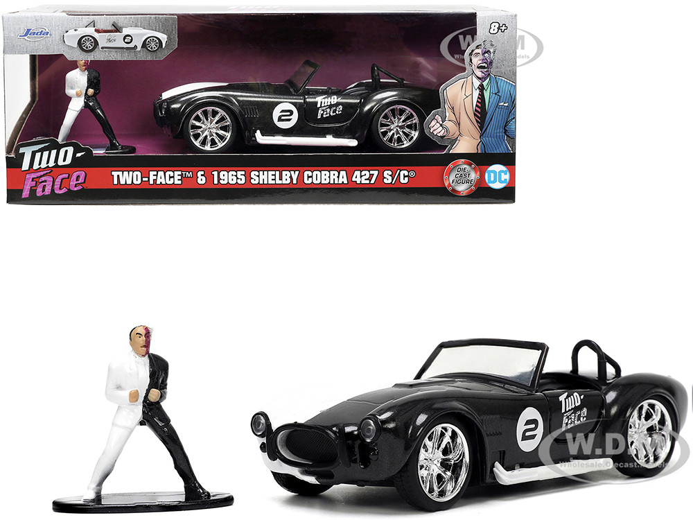 1965 Shelby Cobra 427 S/C #2 Black Metallic and White and Harvey Two-Face Diecast Figure "Batman" "Hollywood Rides" Series 1/32 Diecast Model Car by Jada diecast model