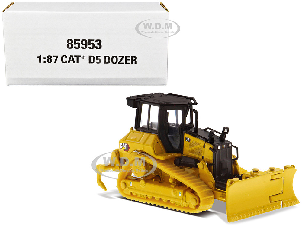 CAT Caterpillar D5 Track-Type Dozer Yellow with Fine Grading Undercarriage and Foldable Blade "High Line Series" 1/87 (HO) Diecast Model by Diecast Masters diecast model