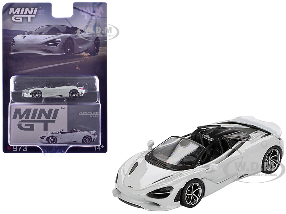 McLaren 750S Spider Cirrus Gray Limited Edition 1/64 Diecast Model Car by Mini GT diecast model