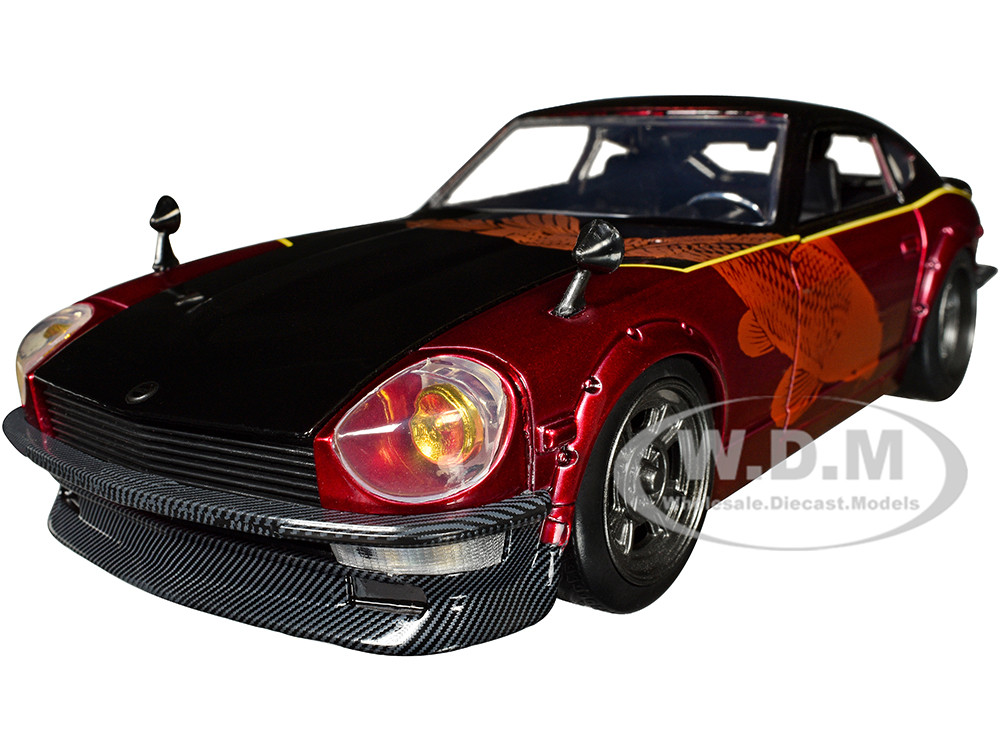 1972 Datsun 240Z Black and Red Metallic with Graphics "Fast X" (2023) Movie "Fast & Furious" Series 1/24 Diecast Model Car by Jada diecast model