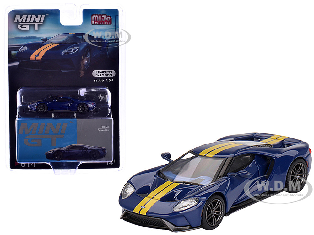Ford GT Sunoco Blue with Yellow Stripes Limited Edition to 3600 pieces Worldwide 1/64 Diecast Model Car by Mini GT diecast model