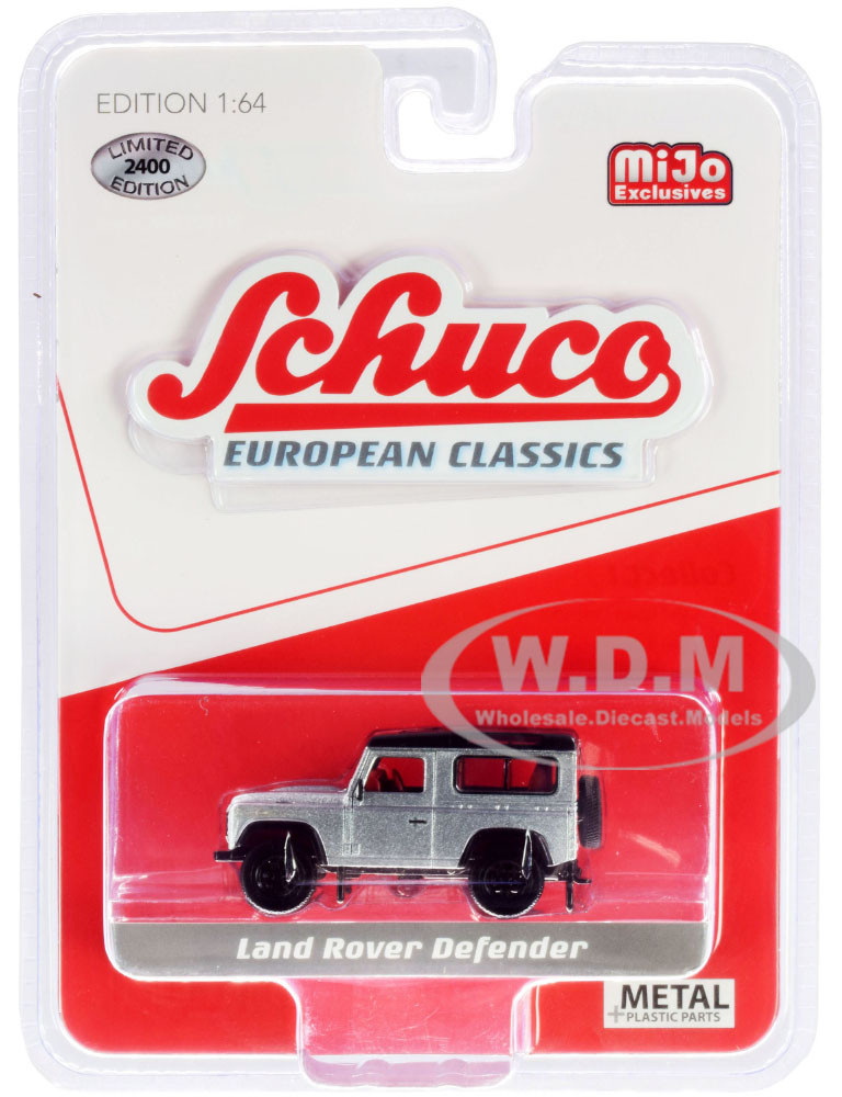 Land Rover Defender Silver "European Classics" Series Limited Edition to 2,400 pieces Worldwide 1/64 Diecast Model Car by Schuco diecast model