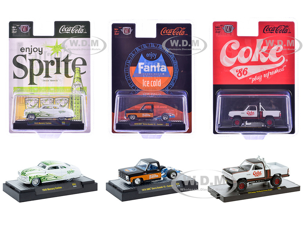 "Sodas" Set of 3 pieces Release 54 Limited Edition to 10000 pieces Worldwide 1/64 Diecast Model Cars by M2 Machines diecast model