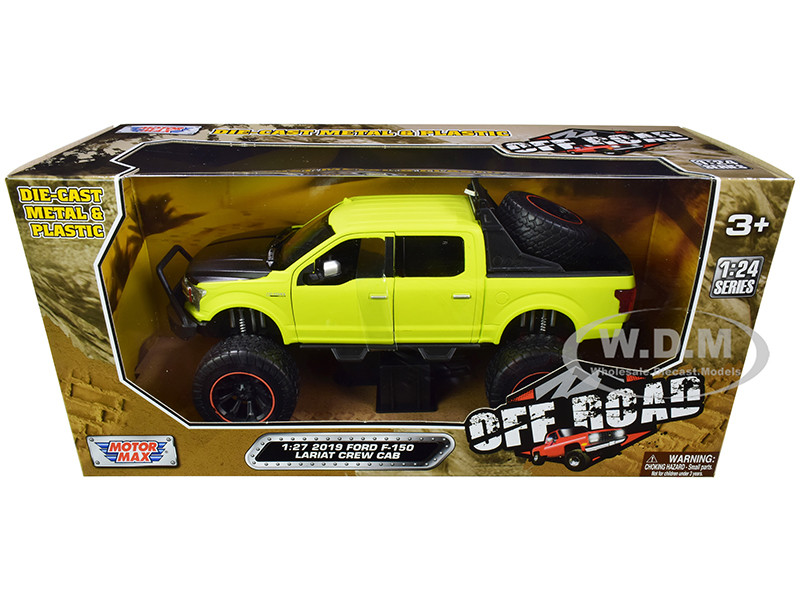 2019 Ford F-150 Lariat Crew Cab Pickup Truck Off Road Bright Green 1/27 Diecast Model Car by Motormax diecast model