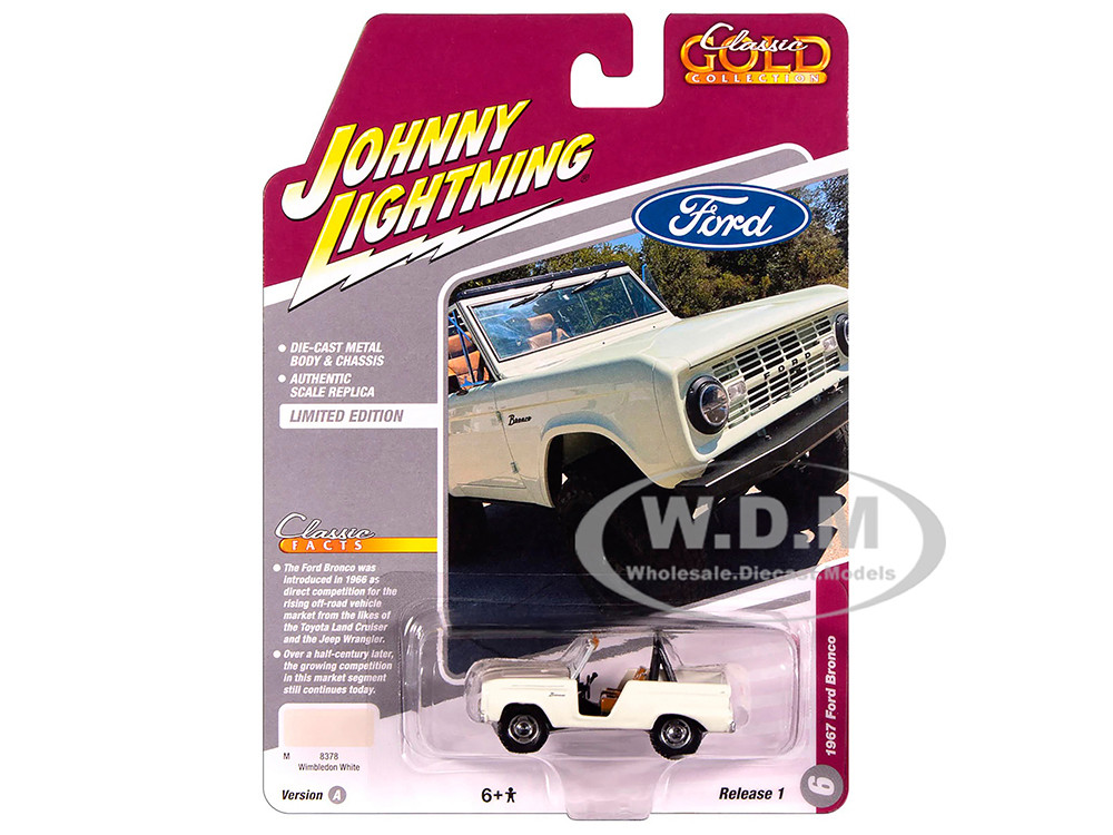 1967 Ford Bronco Wimbledon White "Classic Gold Collection" 1/64 Diecast Model Car by Johnny Lightning diecast model