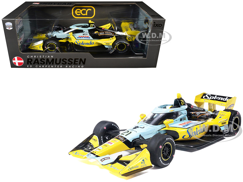 Dallara IndyCar #21 Christian Rasmussen "Splenda" Ed Carpenter Racing (Road Course Configuration) "NTT IndyCar Series" (2026) 1/18 Diecast Model Car by IXO Models diecast model