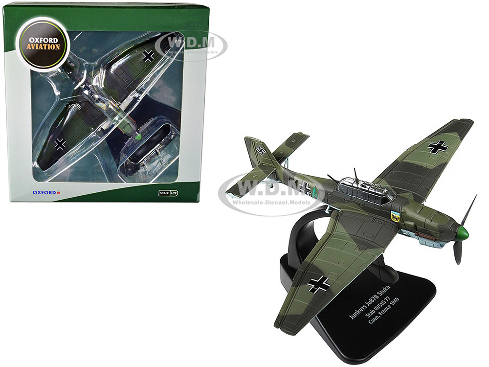 Junkers Ju 87B "Stuka Stab" Dive Bomber Plane III/StG 77 Caen, France (1940) "Oxford Aviation" Series 1/72 Diecast Model Airplane by Oxford Diecast diecast model