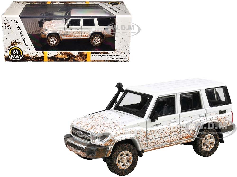 2014 Toyota Land Cruiser 76 White (Dirty Off Road Effect) 1/64 Diecast Model Car by Paragon Models diecast model