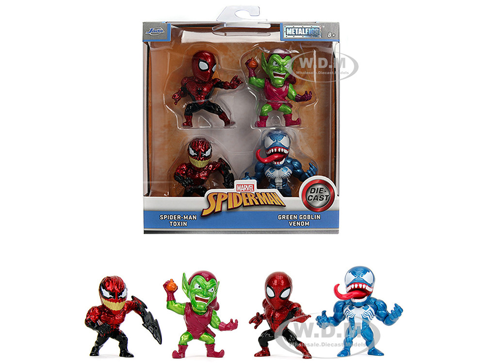 Set of 4 Diecast Figures "Spider-Man" "Metalfigs" Series Diecast Models by Jada diecast model