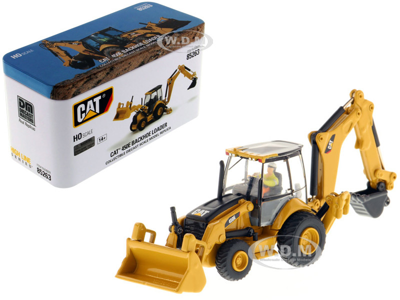 CAT Caterpillar 450E Backhoe Loader with Operator "High Line" Series 1/87 (HO) Diecast Model by Diecast Masters diecast model
