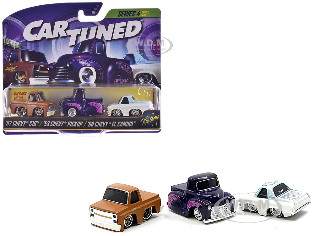 "Kustoms" Series 4 Chevrolet Triple Pack Set of 3 Cars Diecast Model Cars by CarTuned diecast model