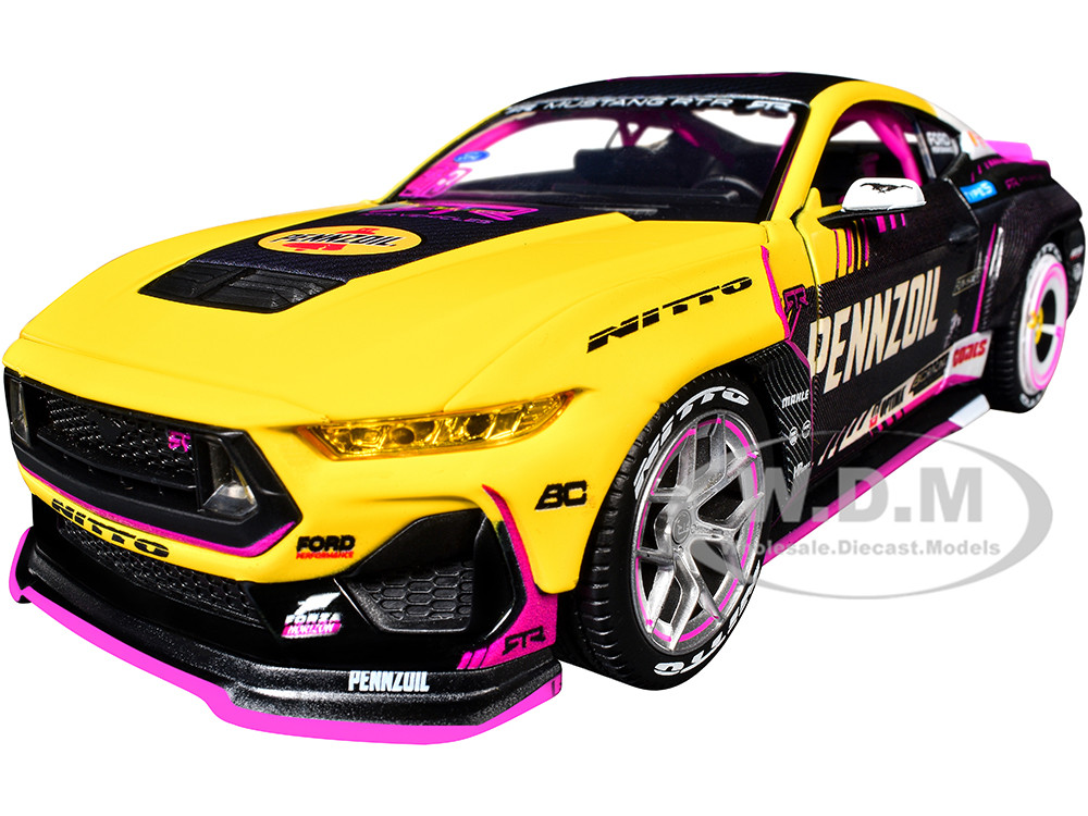 Ford Mustang RTR #213 Ben Hobson "Pennzoil" "Formula Drift PRO Championship" (2025) with Lights "RTR Vehicles" Series 1/24 Diecast Model Car by Jada diecast model
