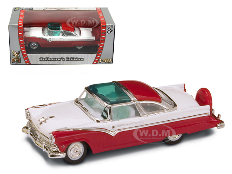 1955 Ford Crown Victoria Red and White 1/43 Diecast Model Car by Road Signature diecast model