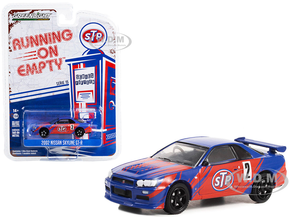 2002 Nissan Skyline GT-R (R34) #2 Blue with Red Graphics "STP" "Running on Empty" Series 15 1/64 Diecast Model Car by Greenlight diecast model